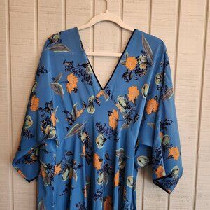 Diane Von Furstenberg Blue Floral Midi Dress